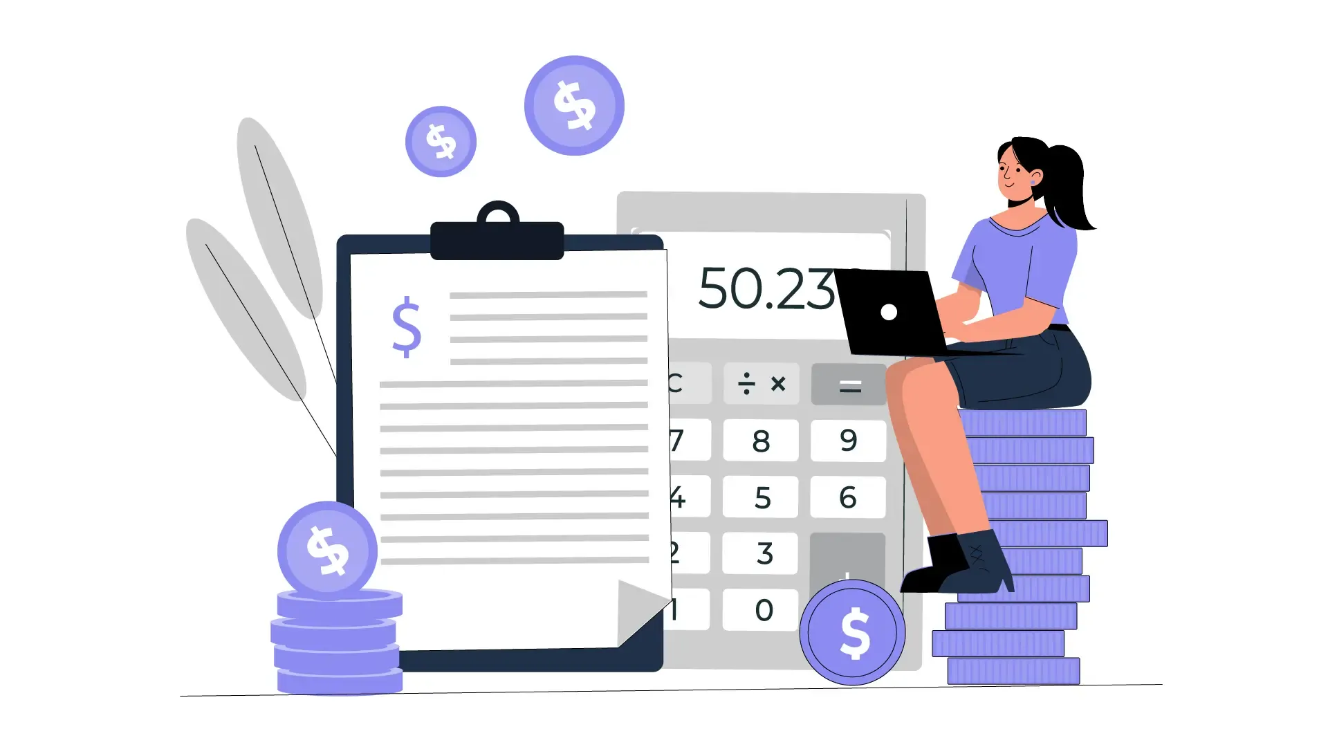 Flat Style Illustration of Woman Managing Accounting Documentation image